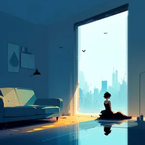 Dynamic Business Team Silhouettes in Vibrant Stadium Lights