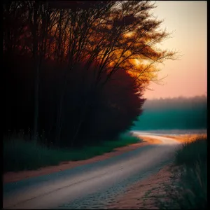 Golden Horizon: Tranquil Sunset over Beach