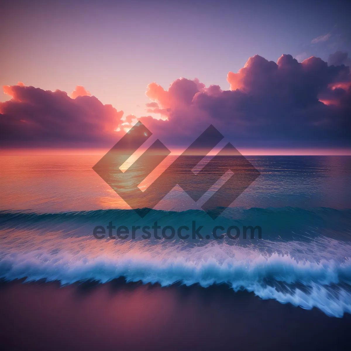 Picture of Golden Sunset over Serene Ocean Waters