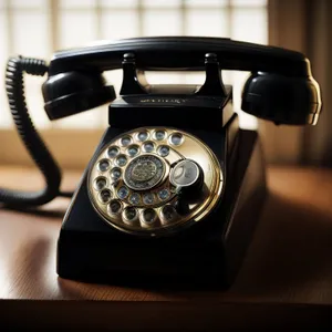 Vintage black rotary dial telephone for office communication