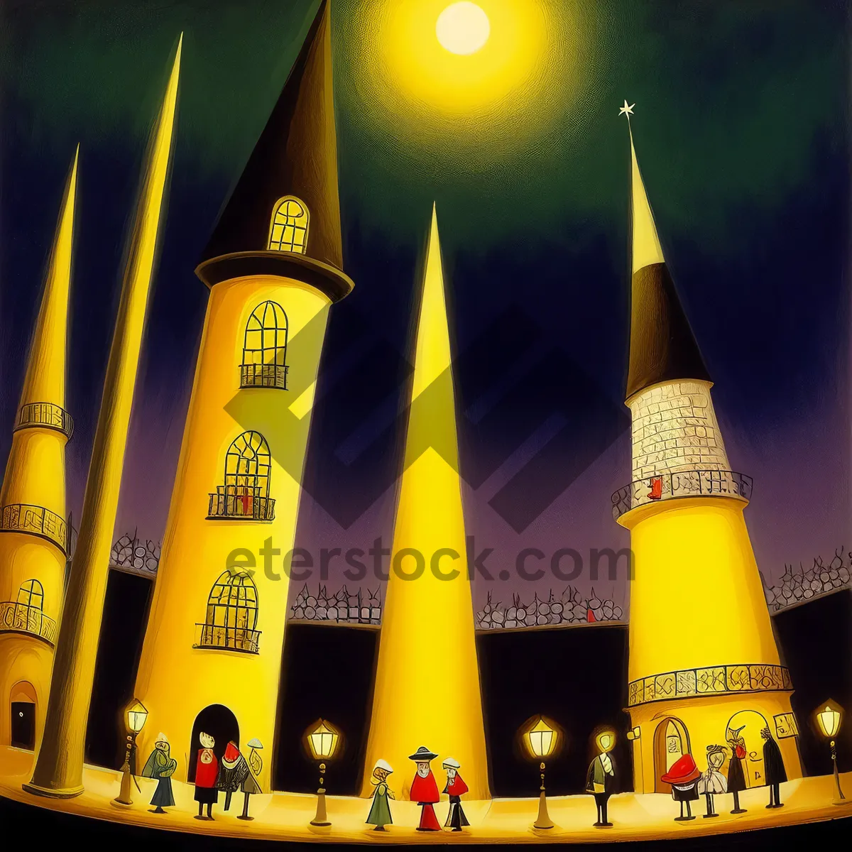 Picture of Iconic City Cathedral Under Starry Sky"
"Historic Tower Amidst Charming Town"
"Gorgeous Cathedral with Towering Dome"
"Charming Wine Bottle Church in City"
"Old Monument: Architectural Marvel at Night