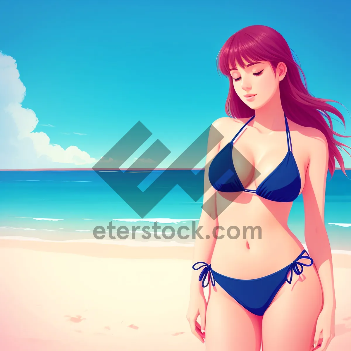 Picture of Seductive Beach Babe Sporting Trendy Swimsuit