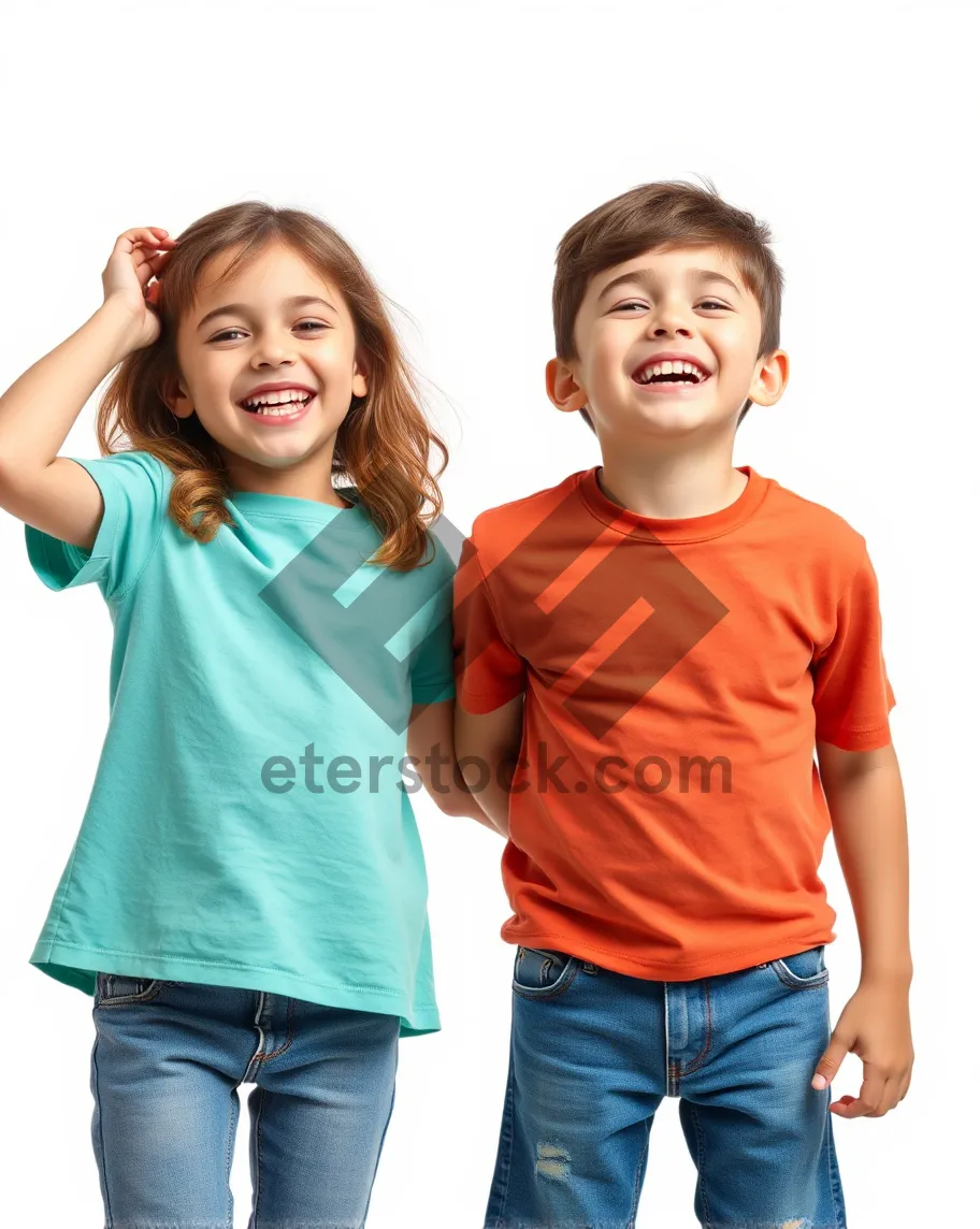 Picture of Happy family posing together in studio portrait.