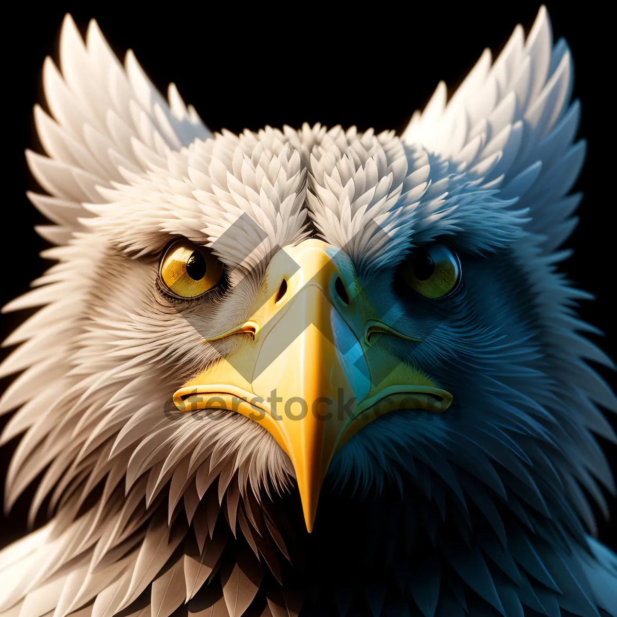 Picture of Majestic Bald Eagle Stares with Intense Yellow Eyes