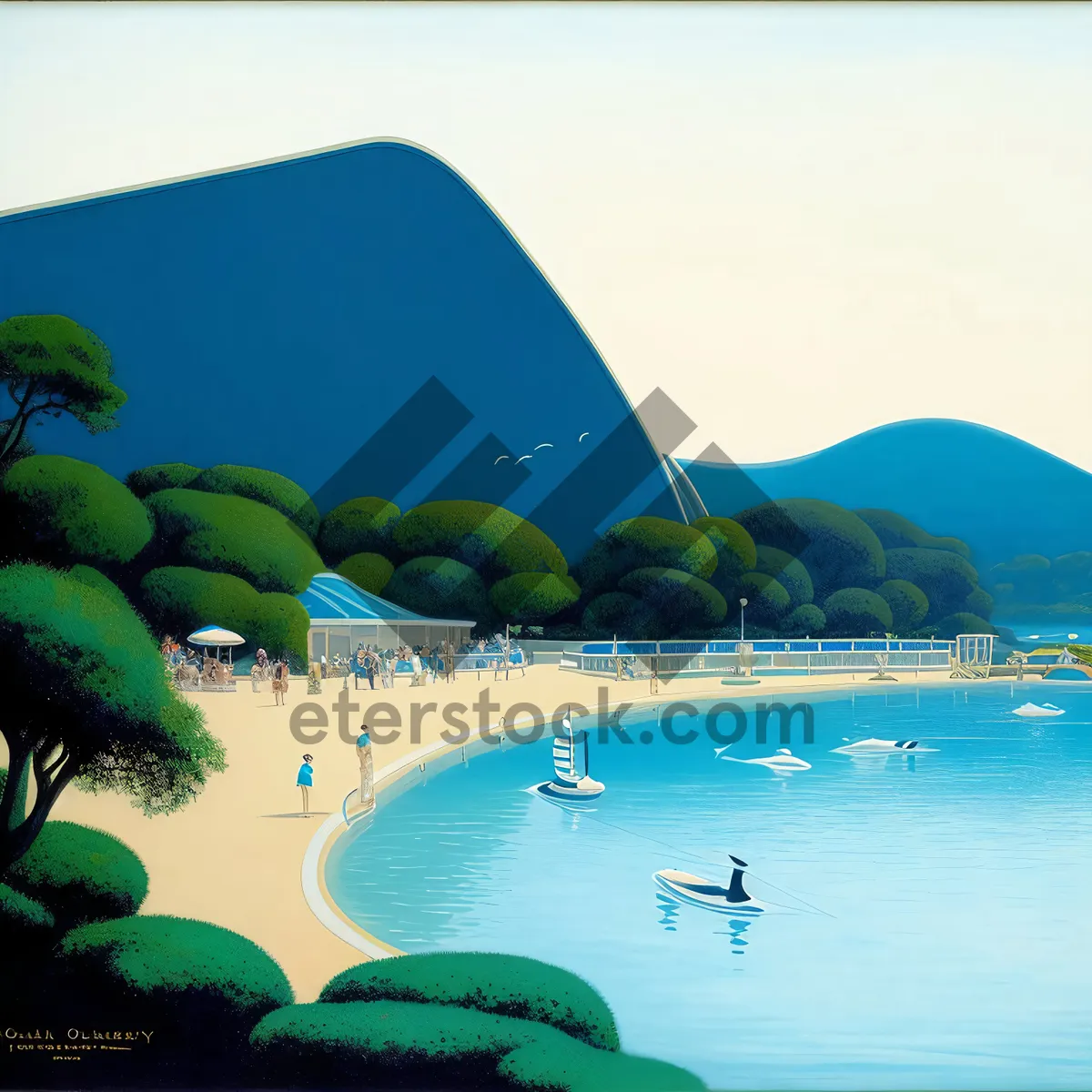 Picture of Turquoise Bliss: Tropical Beach Paradise with Palm Trees