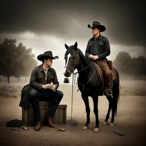 Equestrian Riding: Majestic Stallion with Cowboy