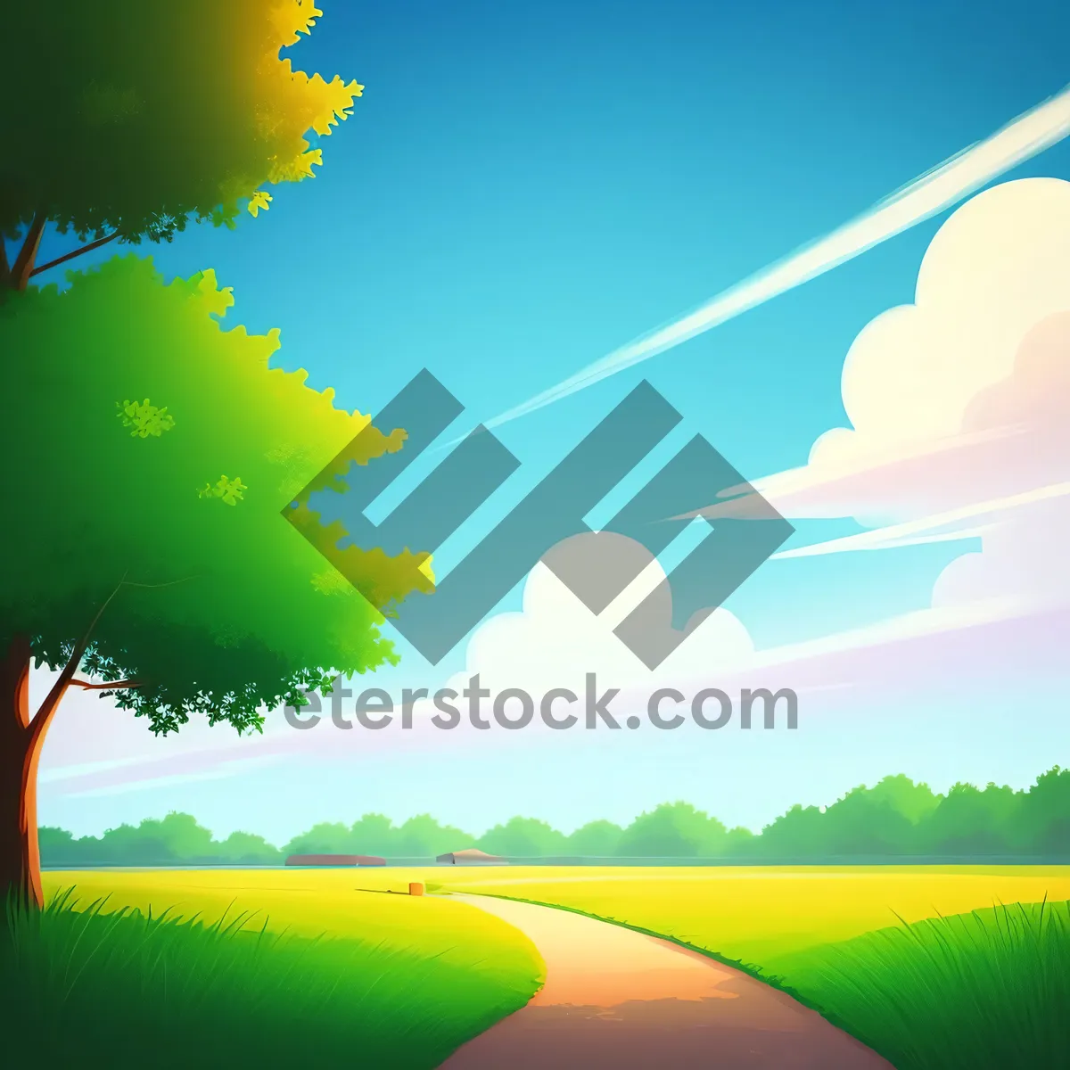 Picture of Vibrant countryside meadow under the clear sky