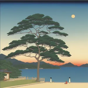 Tropical Sunset on Beach: Serene Horizon