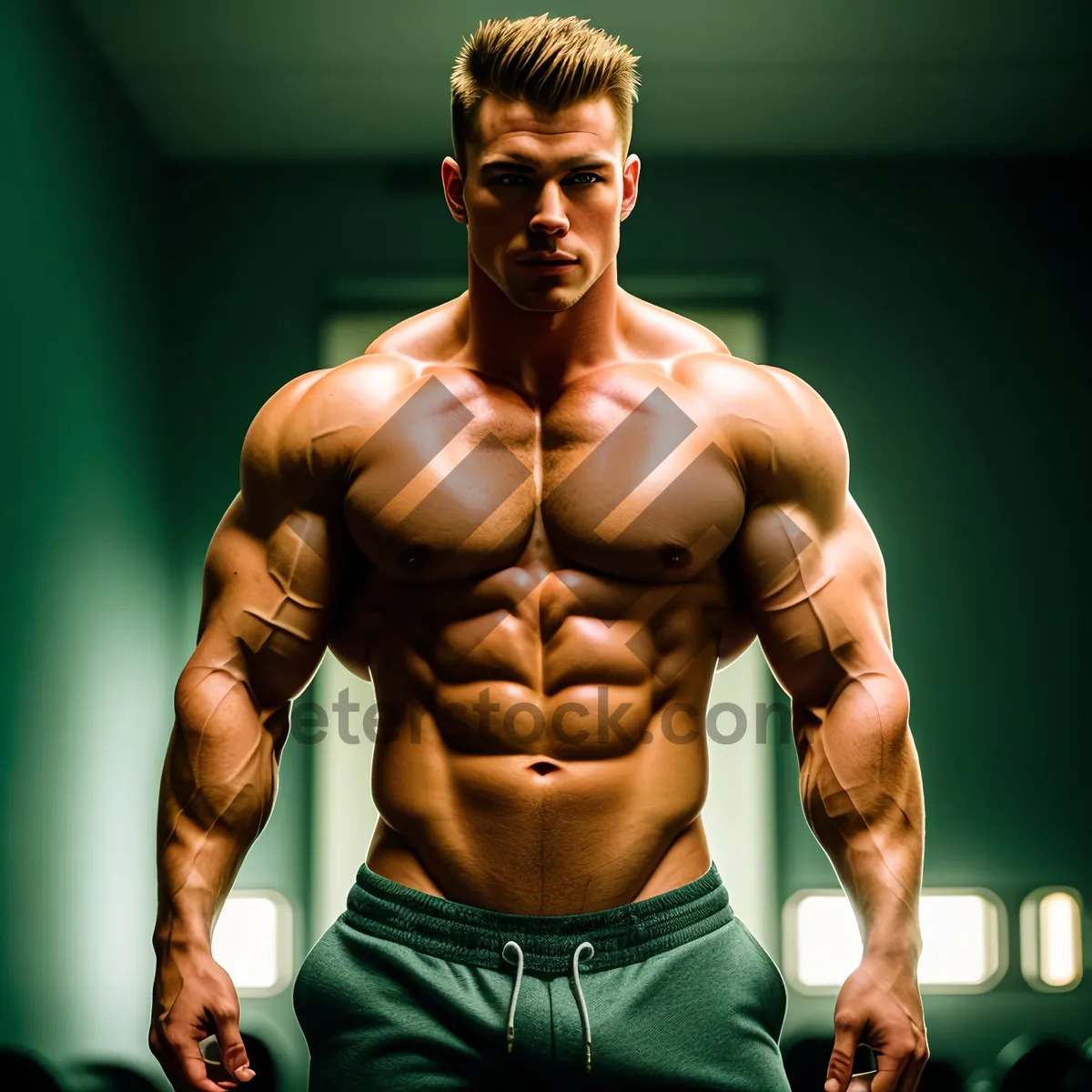 Picture of Ripped Muscle Man Flexing Powerfully