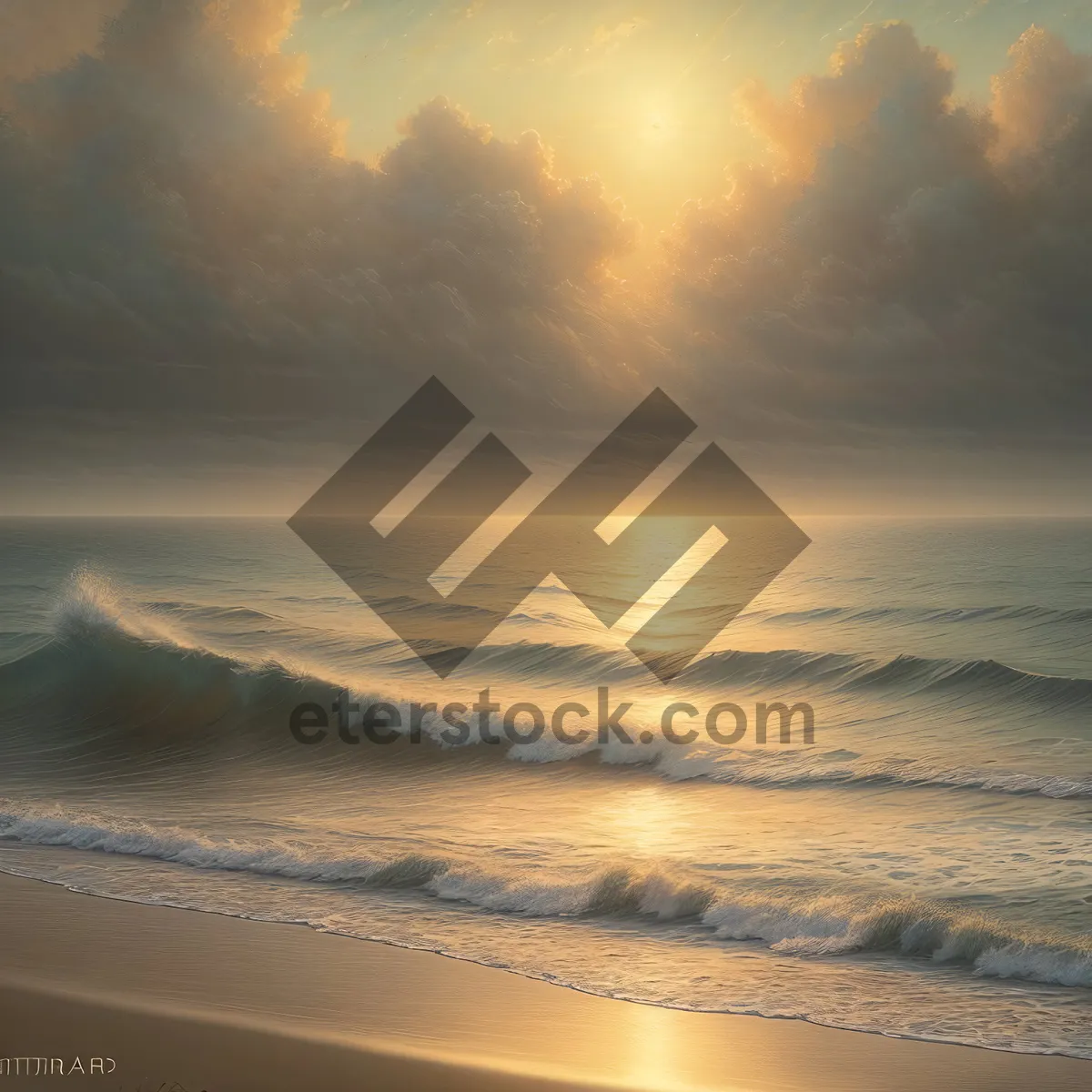 Picture of Golden Horizon over Beach Waves