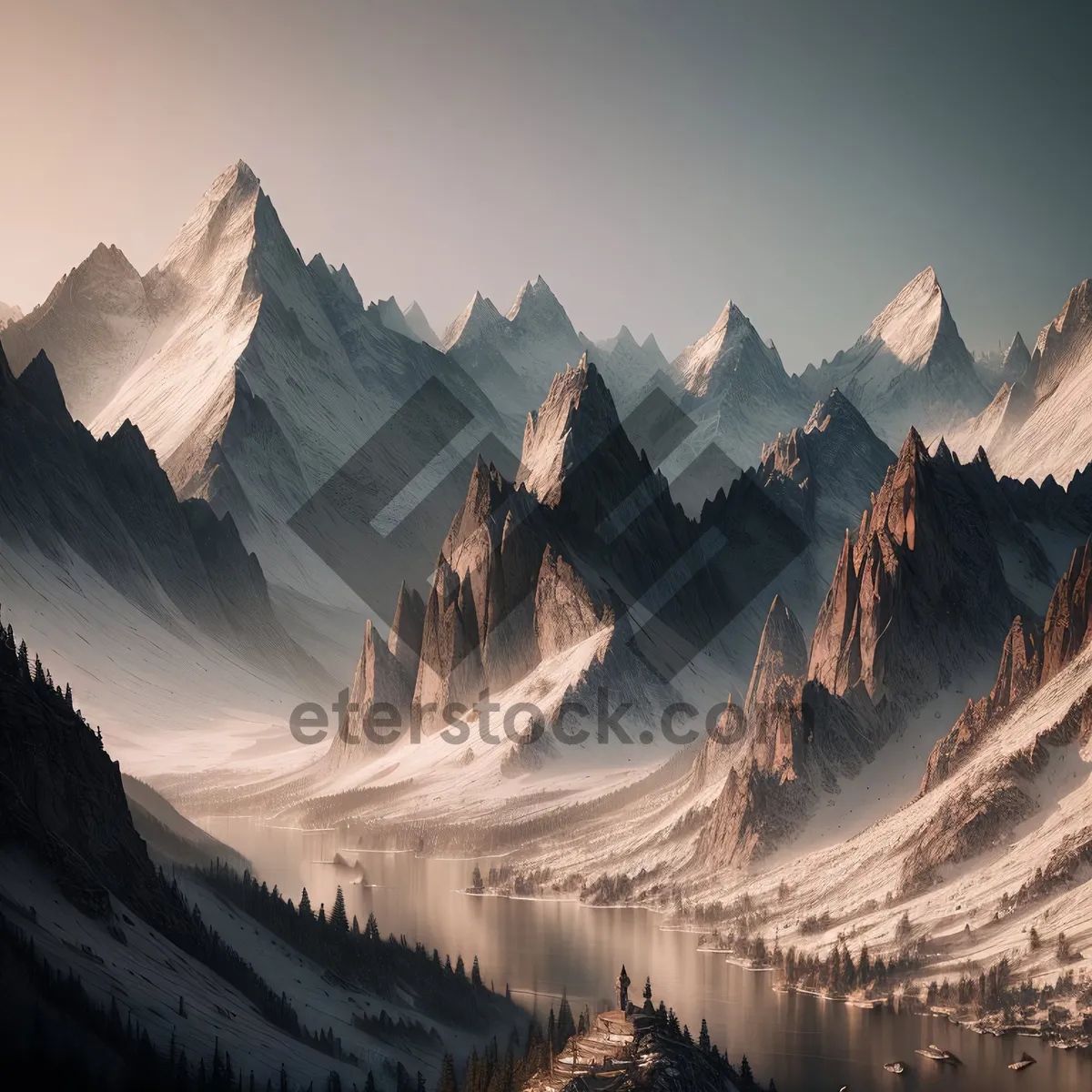 Picture of Snow-capped peaks in an Alpine wonderland.