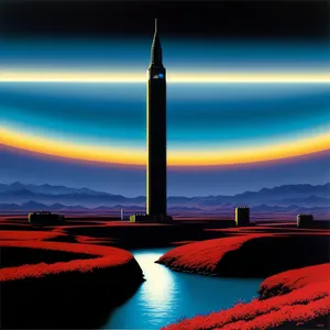 Serenity by the Sea: Missile Tower at Sunset