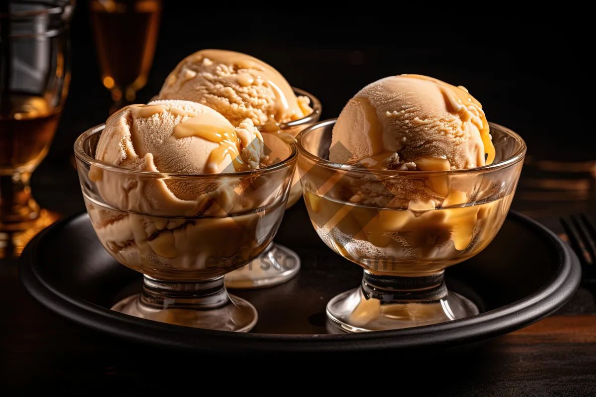 Picture of Delicious Coffee Ice Cream in Glass Cup