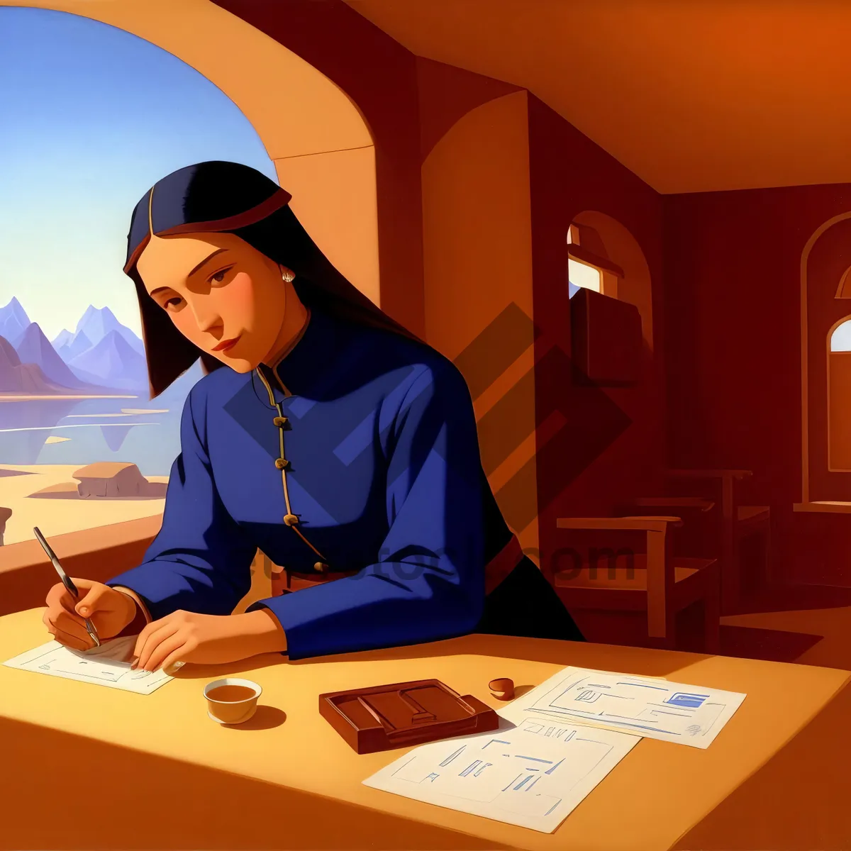 Picture of Professional Man Working on Laptop in Office