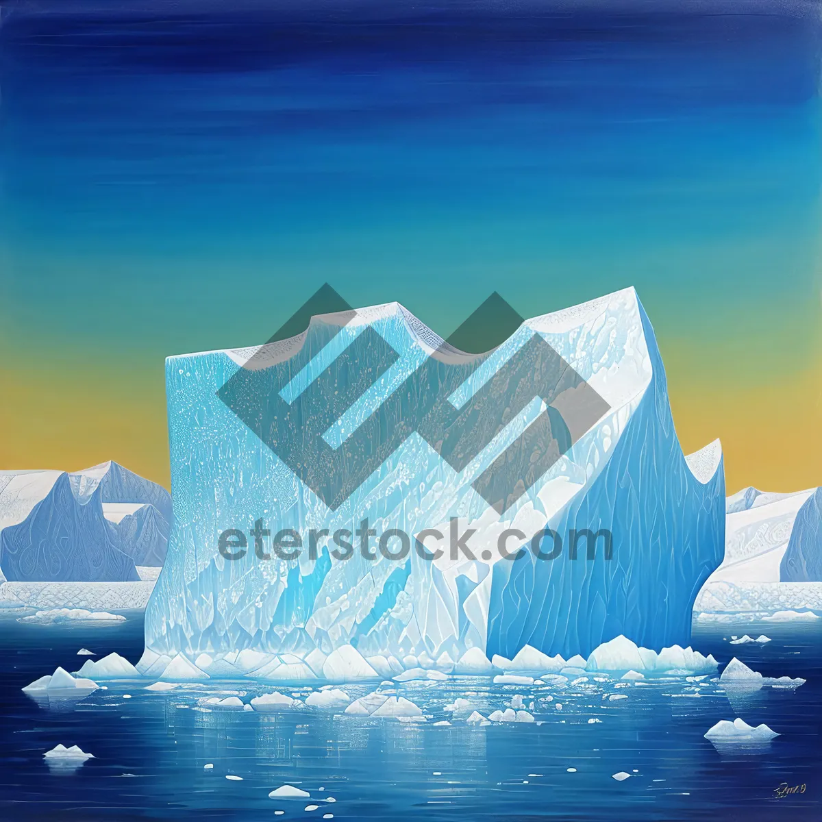 Picture of Frozen Arctic Glacier Landscape with Melting Ice