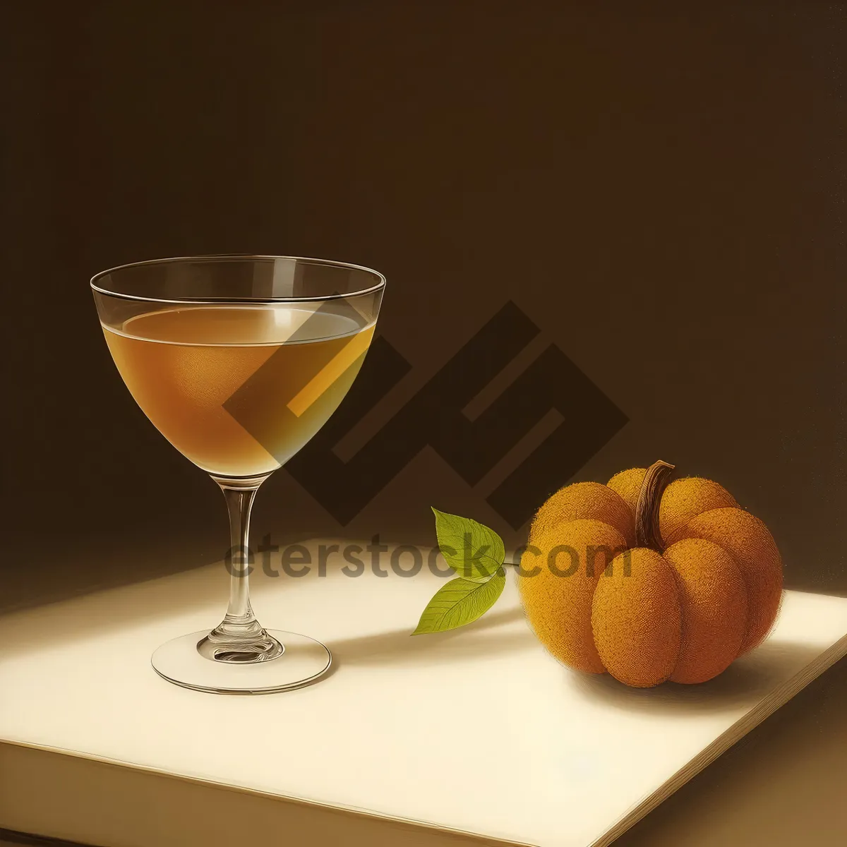 Picture of Cocktail party with orange martini and wine glasses.