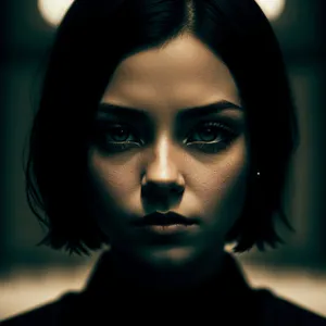 Seductive Beauty: Close-Up Portrait of a Dark-haired Model