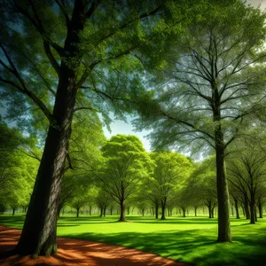 Lush Woodland Path in Summer's Canopy