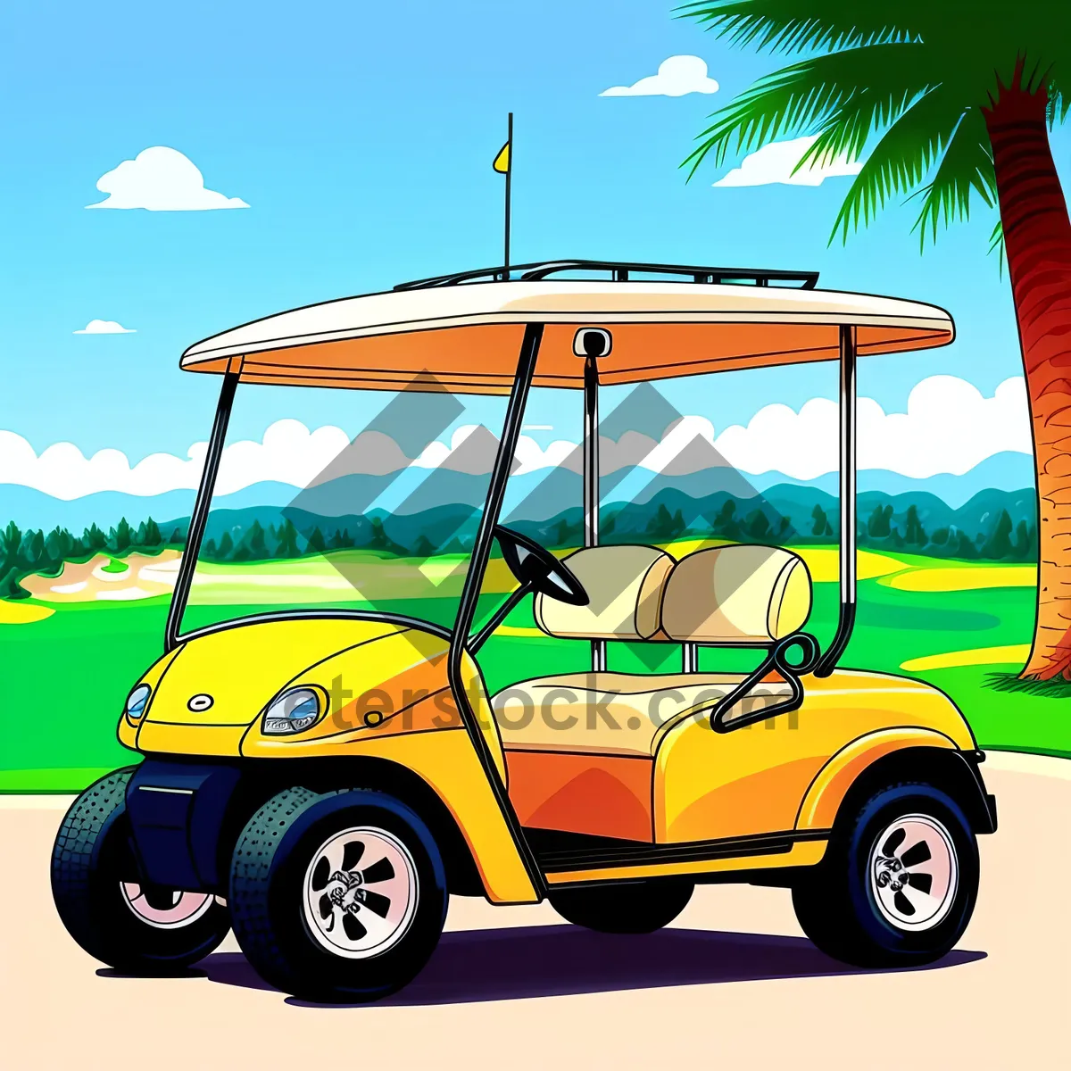 Picture of Golf Car on a Green Course