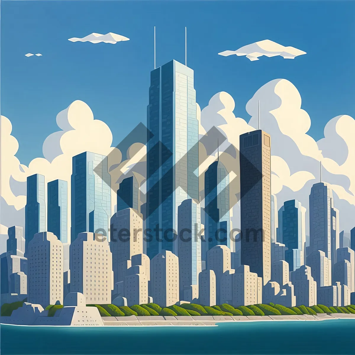 Picture of Cityscape Silhouette Sign in 3D