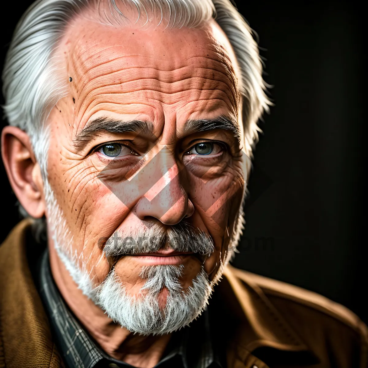 Picture of Smiling Senior Gentleman with Gray Hair and Glasses