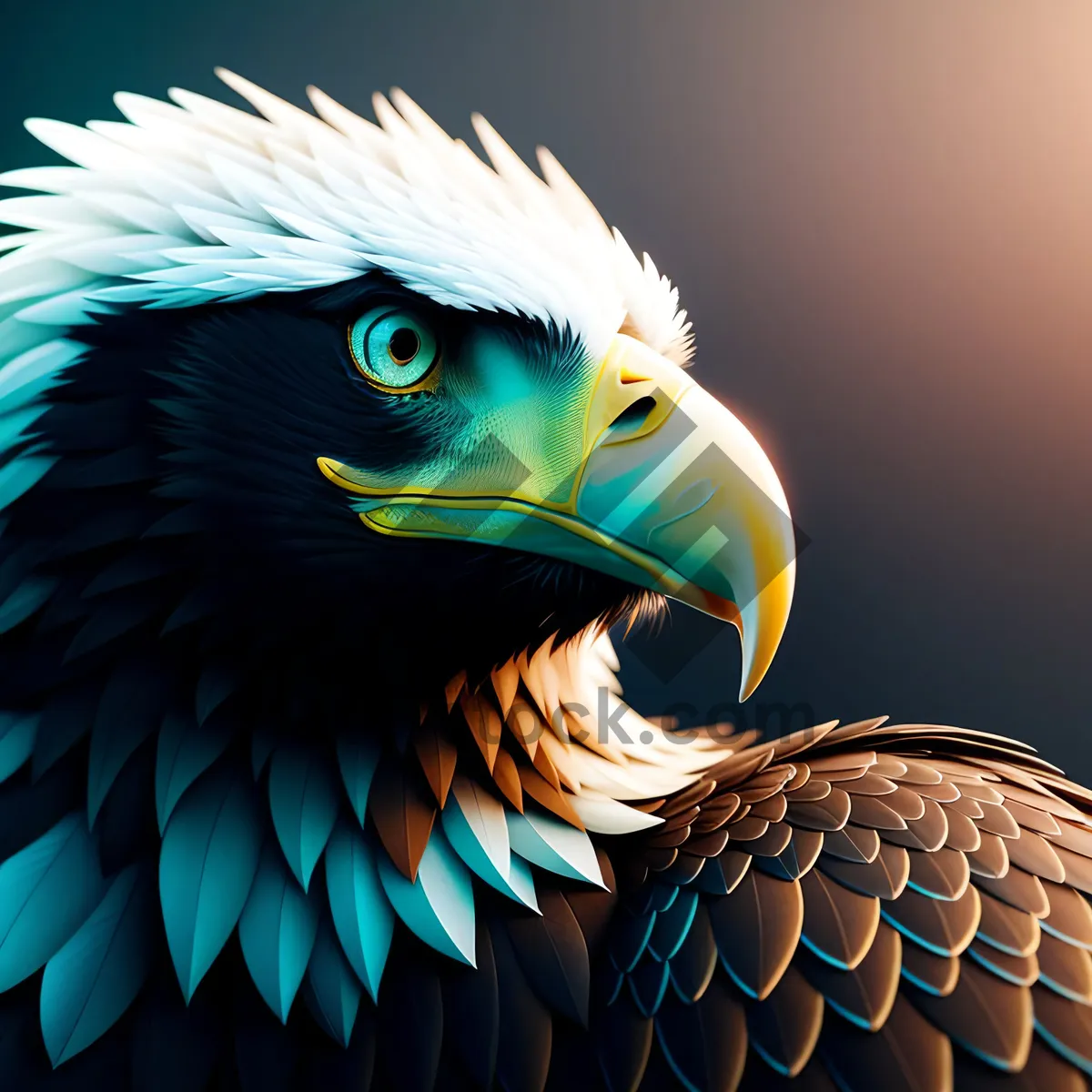 Picture of Majestic Bald Eagle with Piercing Yellow Eyes