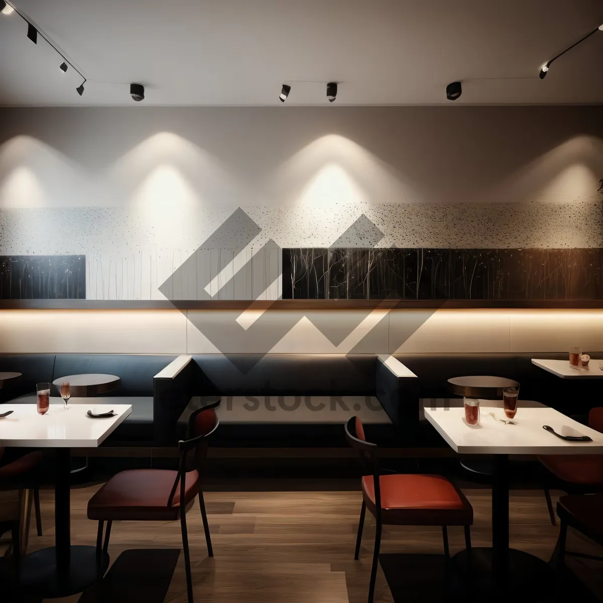 Picture of Modern Luxury Interior Design with Wood Furniture and Lamp