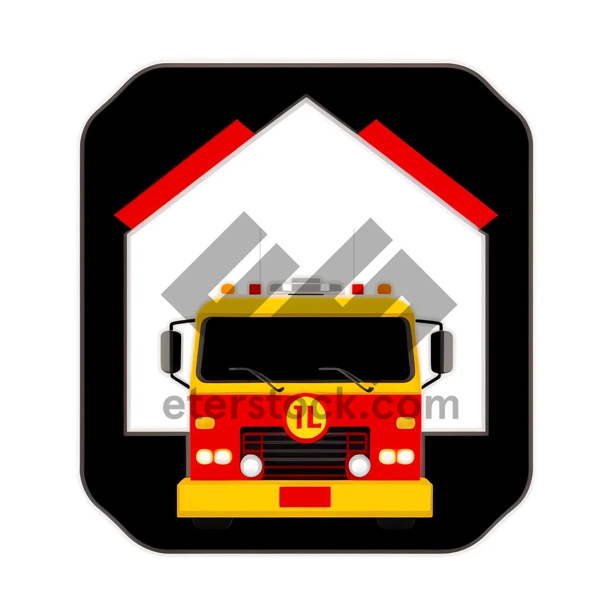 Picture of Fire Station Facility Icon Set with Car, Trailer, and Bus