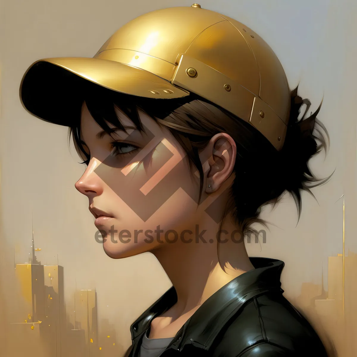 Picture of Stylish Aviator: Attractive Lady with Black Helmet