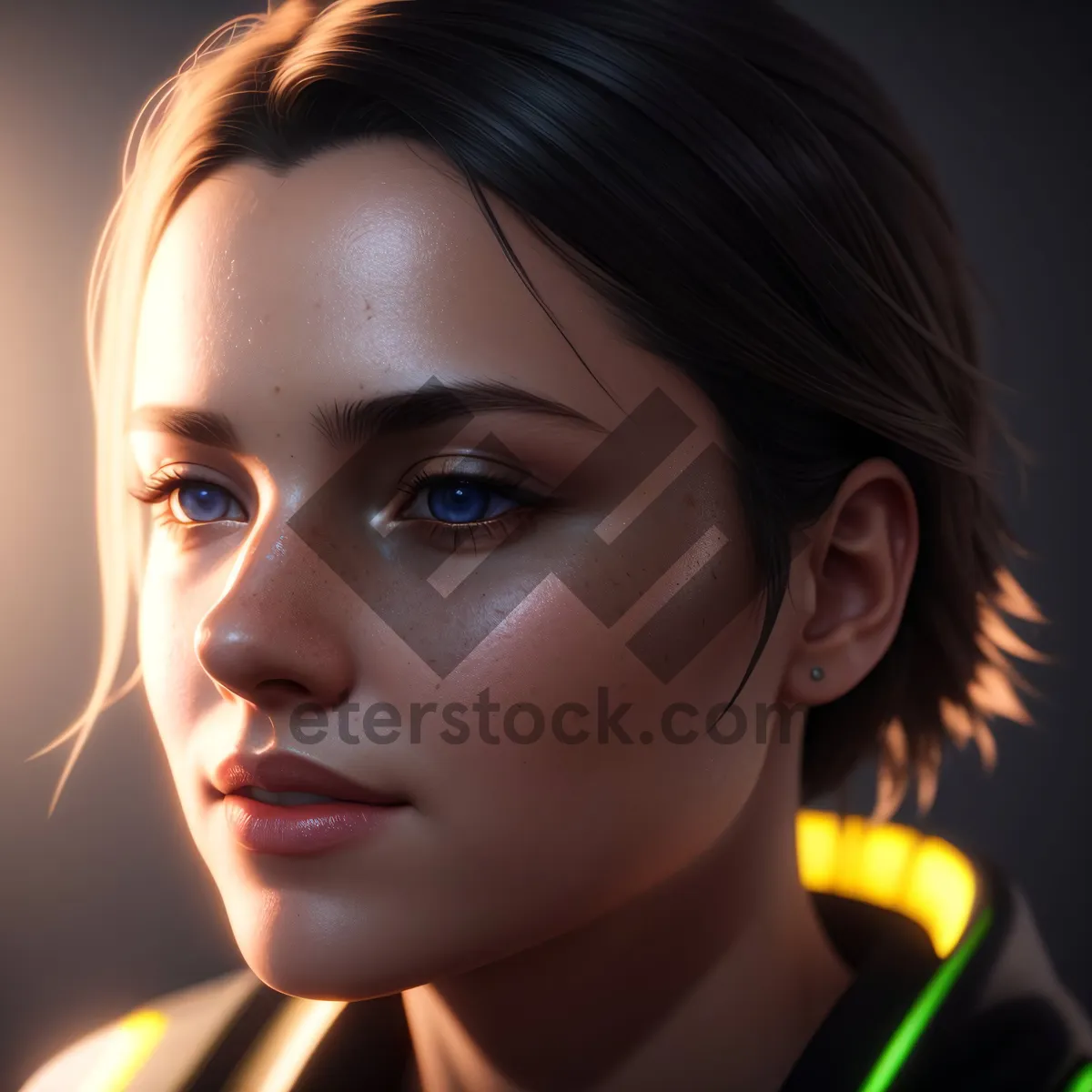 Picture of Attractive brunette model with captivating black eyes.
