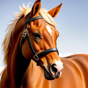 Sorrel Thoroughbred Stallion in Rural Farm Field