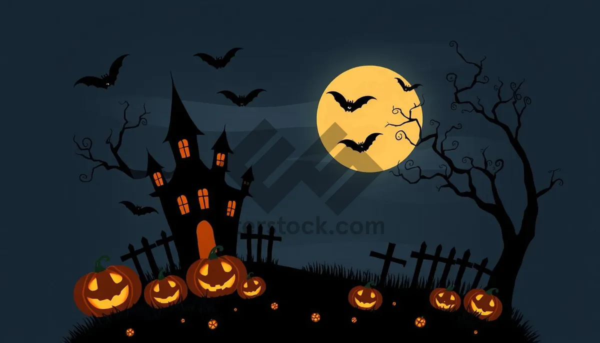 Picture of Spooky Halloween Night in Creepy Cemetery