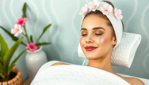 Beautiful woman with radiant skin at spa treatment