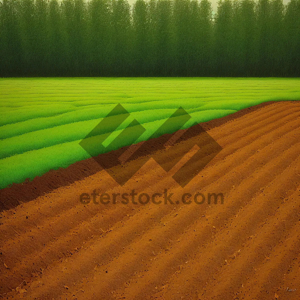 Picture of Vibrant Summer Landscape with Wheat Field and Clear Blue Sky