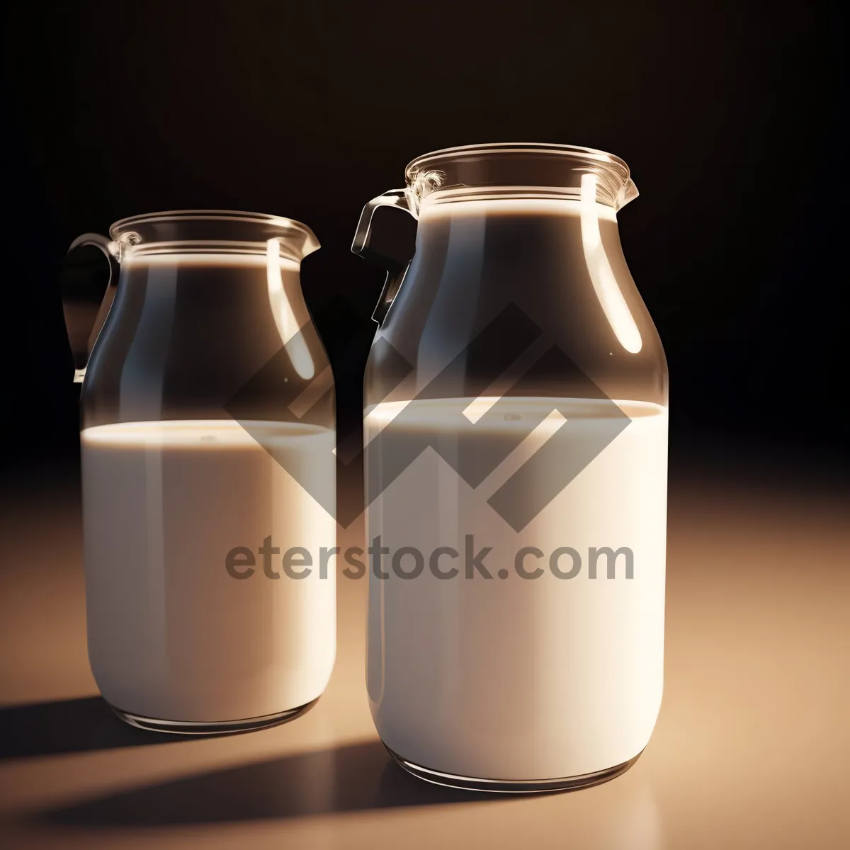 Picture of Refreshing Glass of Cold Milk in Transparent Bottle