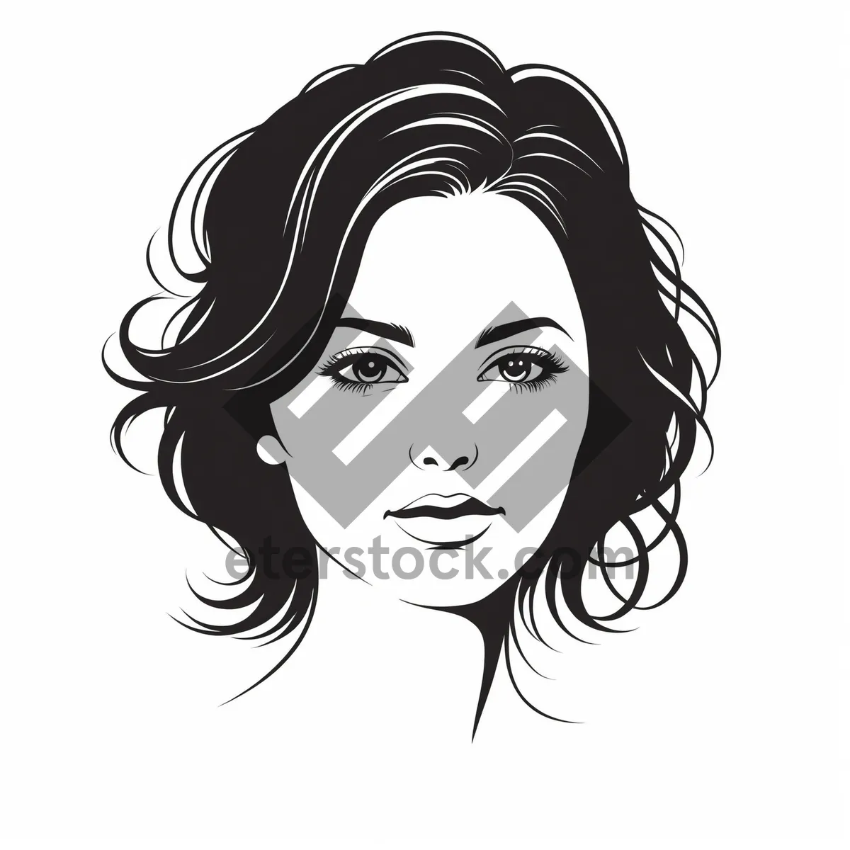 Picture of Black cartoon face design with unique haircut