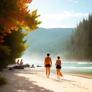 Sun-kissed Couple Enjoying Tropical Beach Run