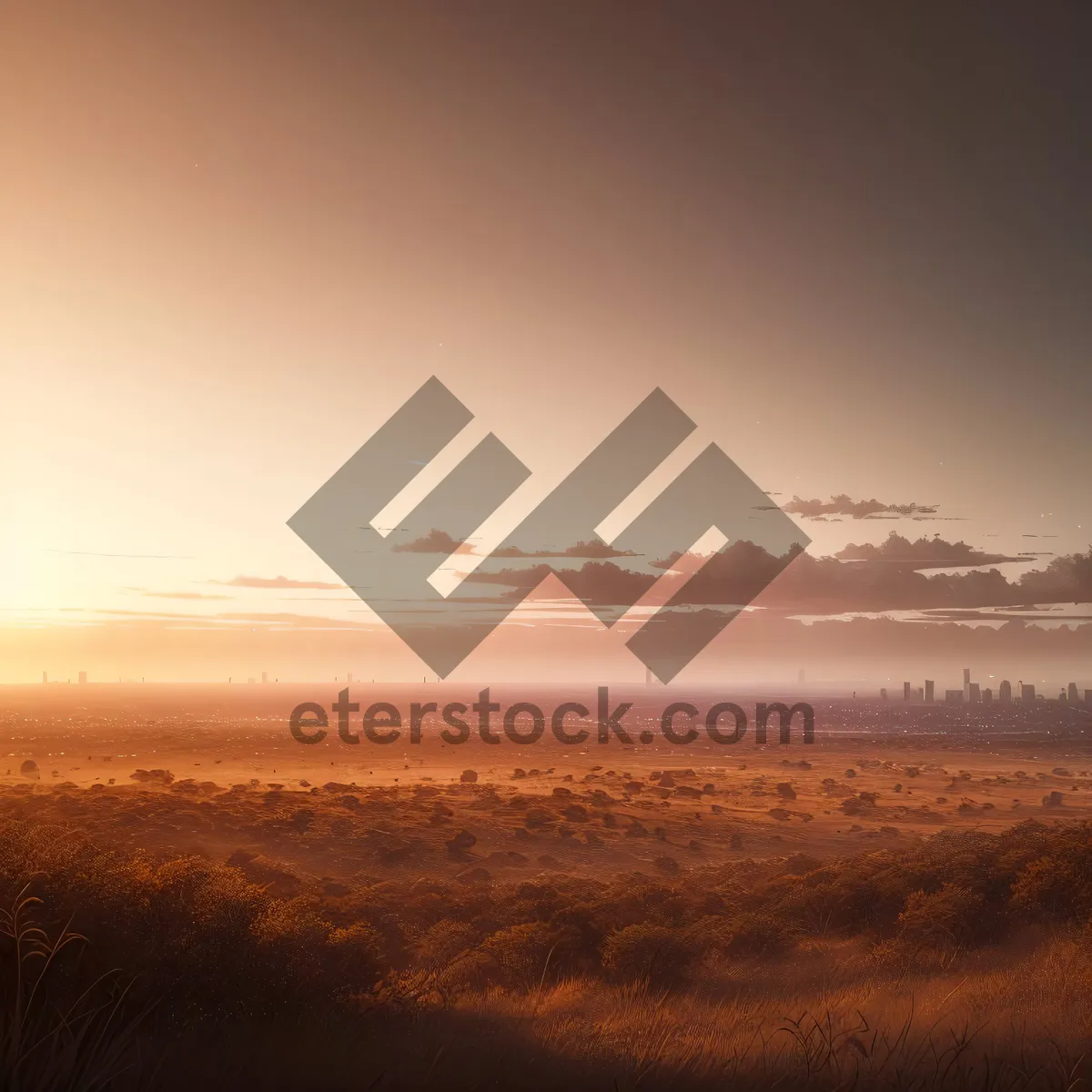 Picture of Vibrant Sunset over Mountain and Tree Landscape