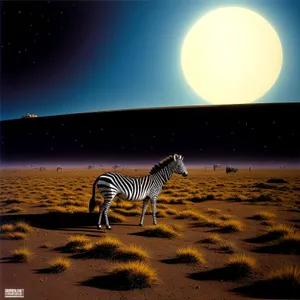 Sunset Serenade: Striped Zebras Gracefully Roaming the Savanna