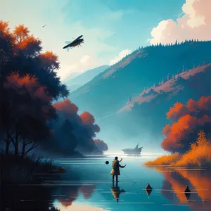 Majestic Sunset Illuminating Mountain Landscape Reflection