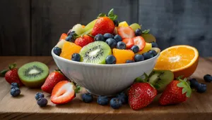 Fresh Fruit Breakfast Bowl with Berries and Kiwi