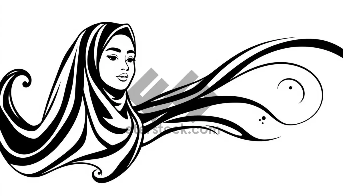 Picture of Black silhouette hair design graphic cartoon wave symbol.