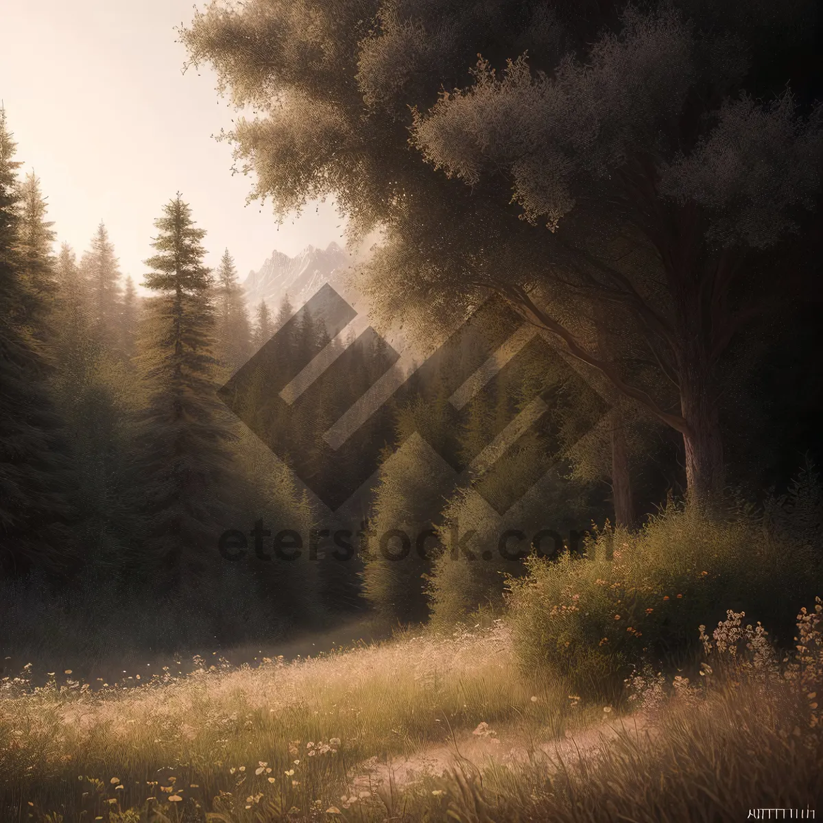 Picture of Serene Winter Wonderland: Majestic Mountain Landscape with Fir Trees