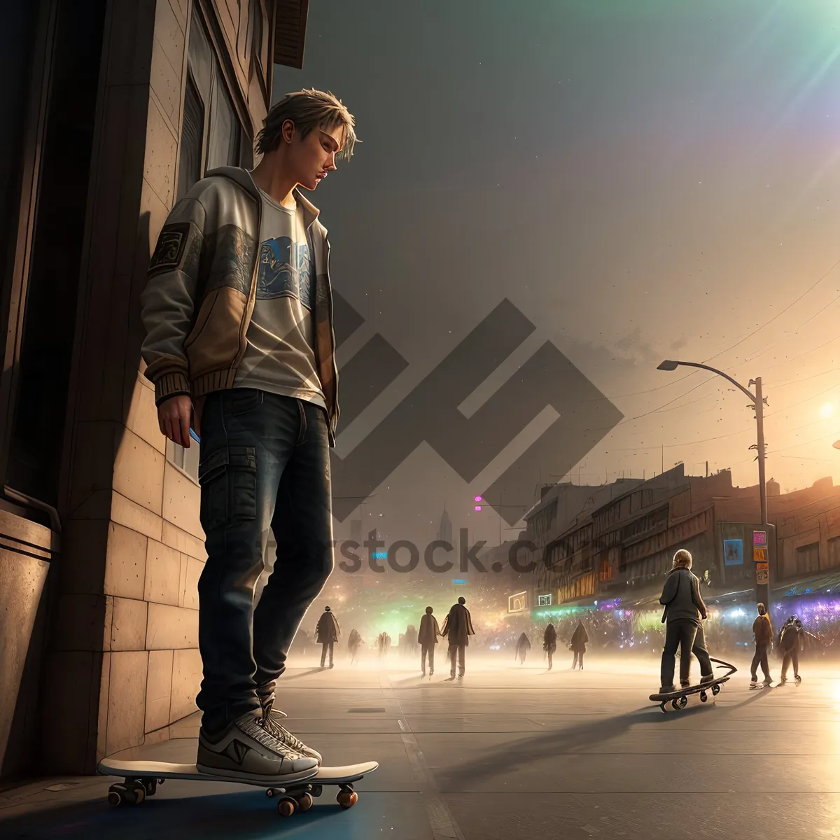 Picture of Male Skater Riding a Skateboard