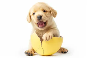 Cute Puppy Sitting in Studio Portrait Shot