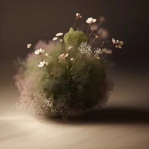 Seasonal floral tree in spring blooming with dandelions