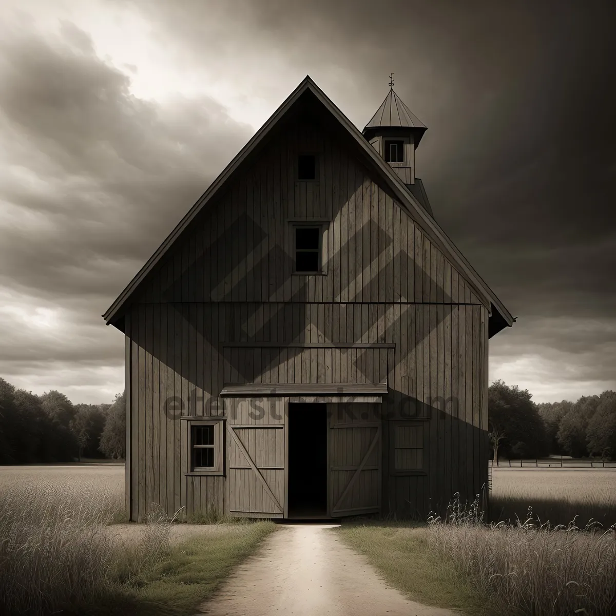 Picture of Rustic Farmhouse Amidst Rural Landscape