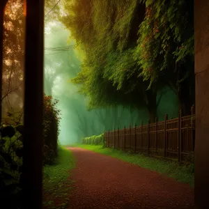 Serene Autumn Pathway through Enchanting Forest