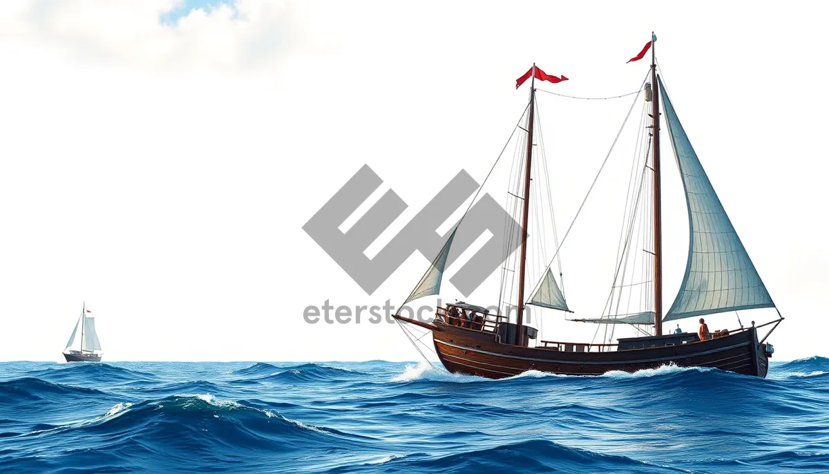 Picture of Old pirate ship sailing on the ocean