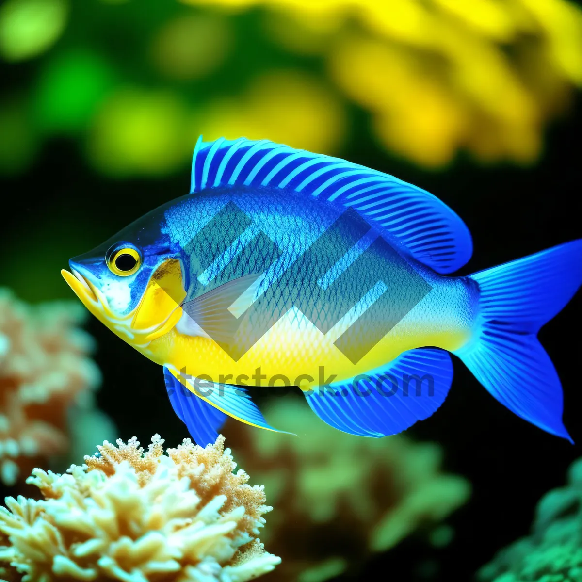 Picture of Colorful Marine Fish Swimming in Exotic Reef